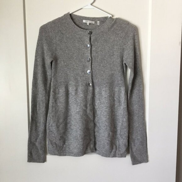 Vince Sweaters - Women’s Vince Gray Cashmere Peplum Cardigan Size S